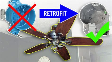 how to replace junction box for ceiling fan|ceiling fan retrofit junction box.